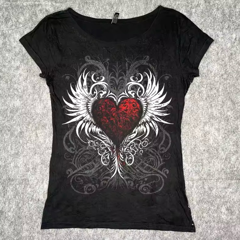 Black and Red Gothic Graphic Women's Top